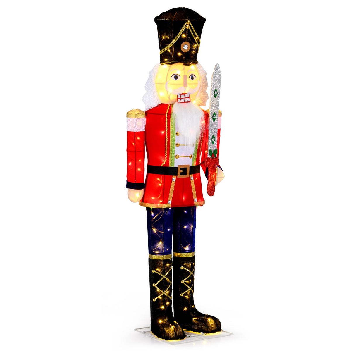 5 FT Christmas Nutcracker Outdoor Christmas Decoration with Glitter Sword