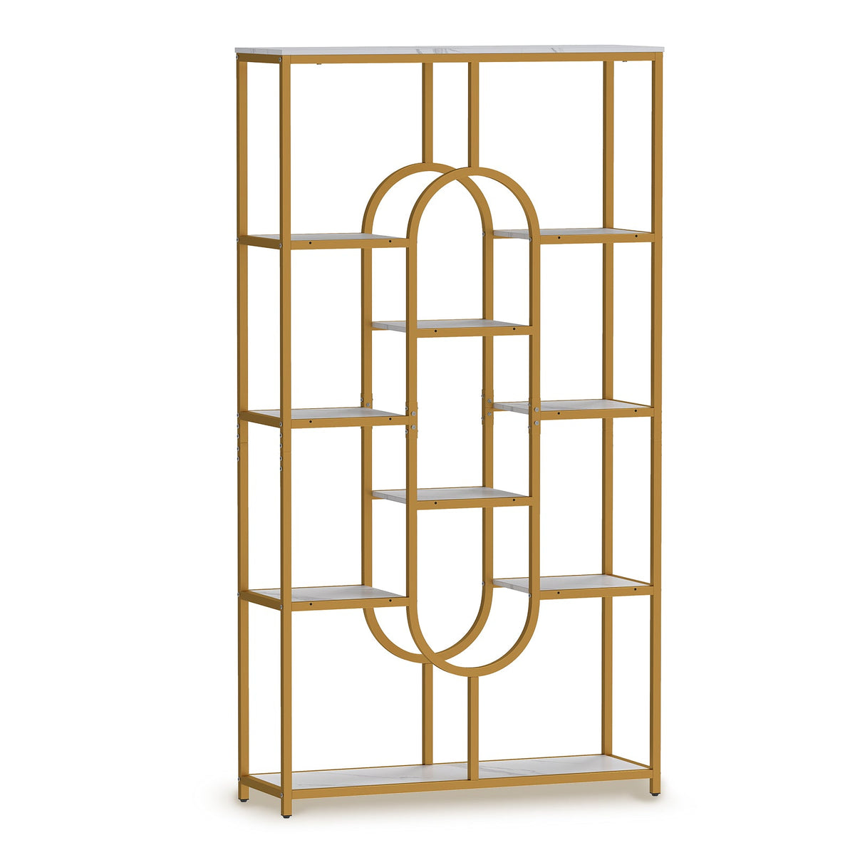 5-Tier Tall Etagere Bookcase with Open Storage Shelves-White