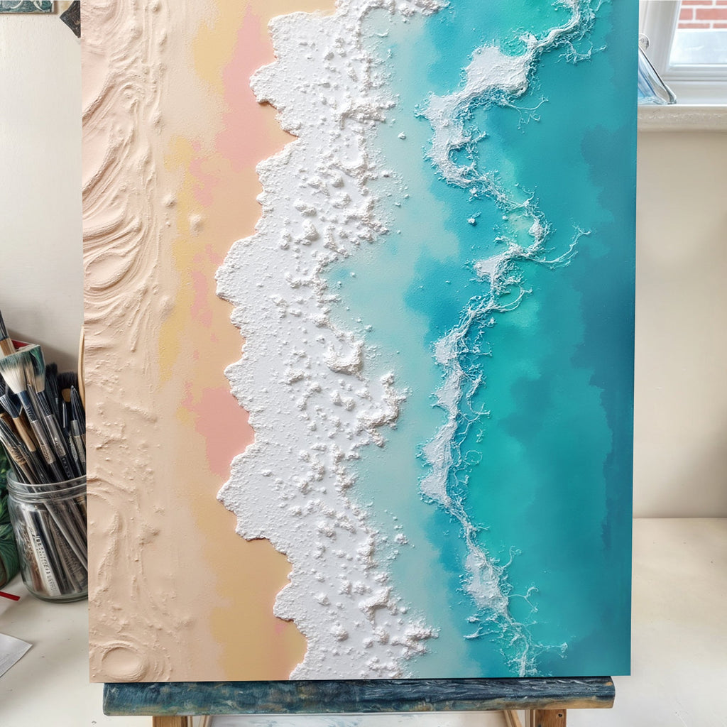 Minimalist Pink and Blue Ocean Wall Art