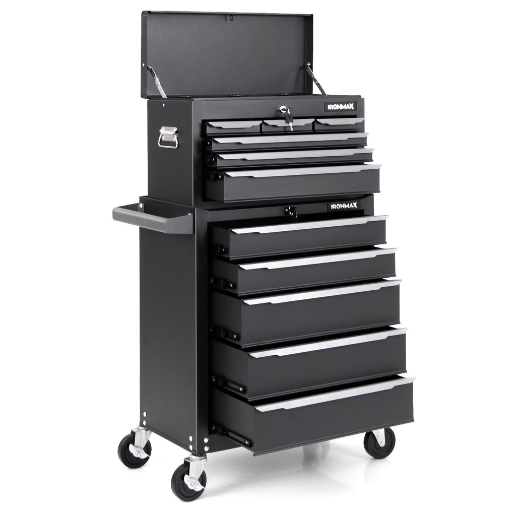 5-Drawer Tool Storage Cabinet with Hanging Holes and Central Keyed Locking System-Black