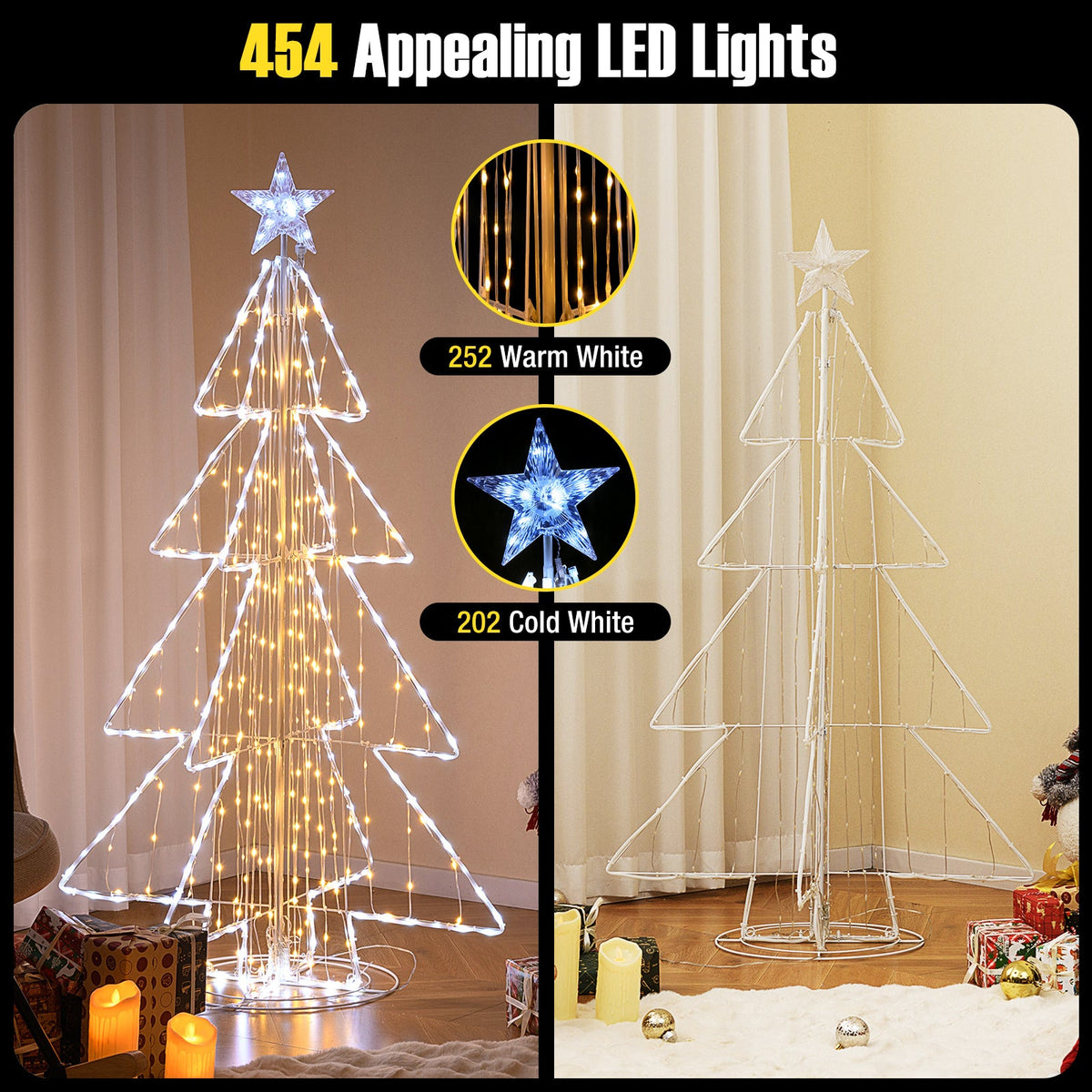5 Feet Animated Christmas Tree with Warm and Cold LED Lights