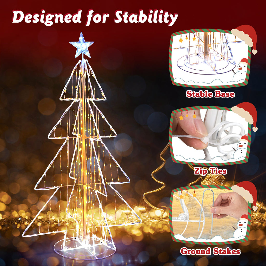5 Feet Animated Christmas Tree with Warm and Cold LED Lights