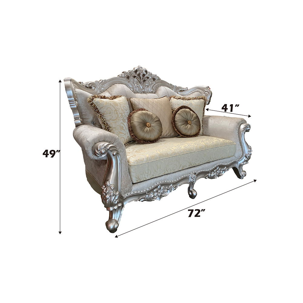 Bently - Loveseat With 5 Pillows (Same Lv01580) - Fabric & Champagne