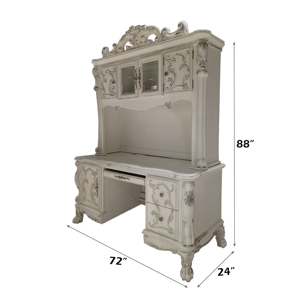 Dresden - Computer Desk & Hutch - Bone White