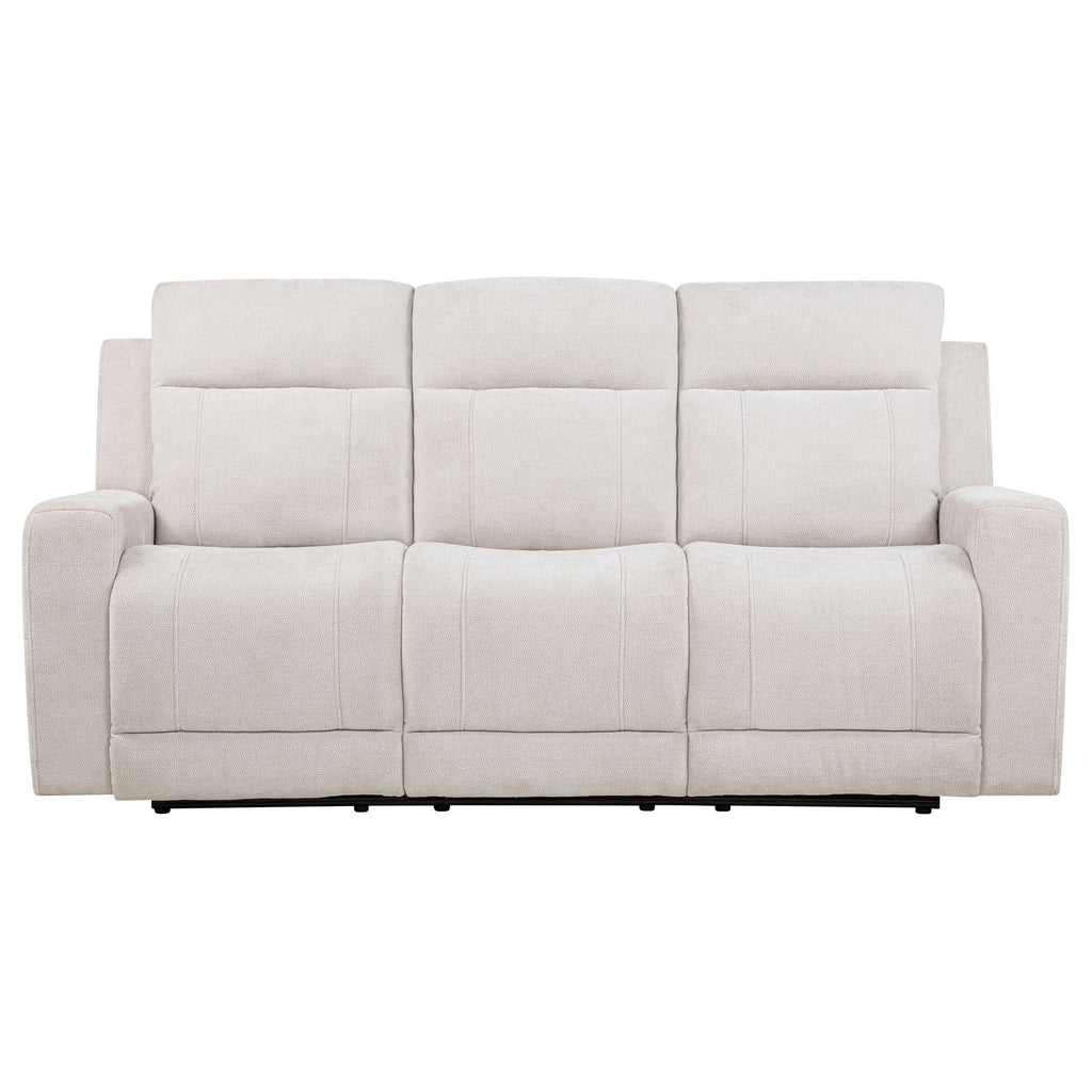 Kennett Chenille Upholstered Power Reclining Sofa Ivory