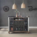 Rahma - Bar Table - Antique Ebony Top Grain Leather & Aluminum