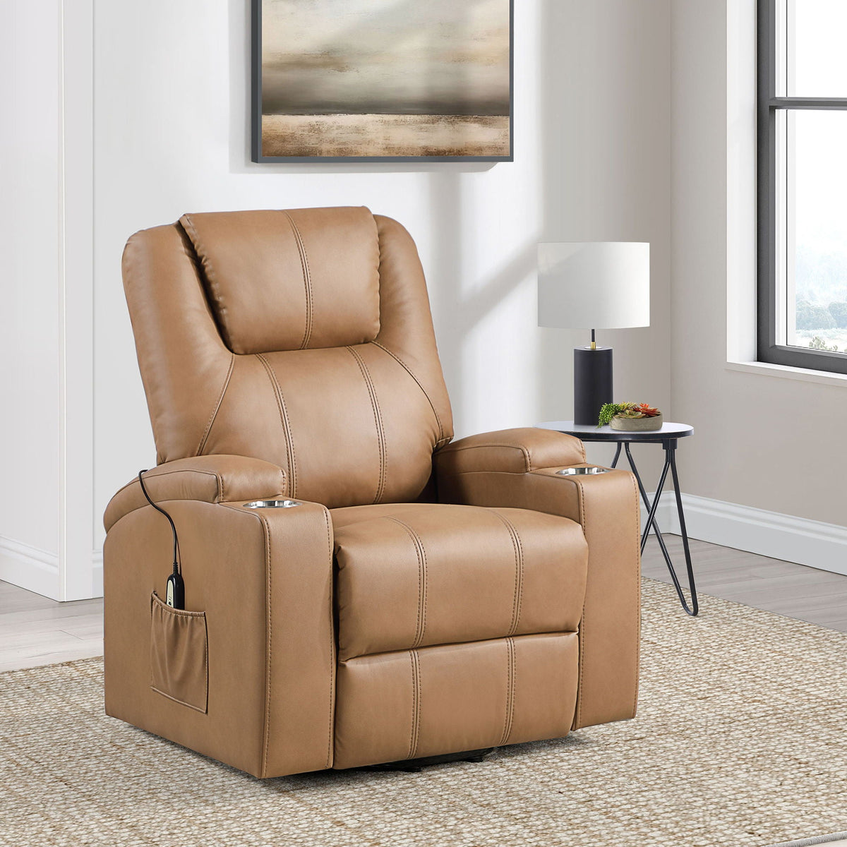 Macklin - Power Lift Massage Recliner With Heat And Dual Cupholders