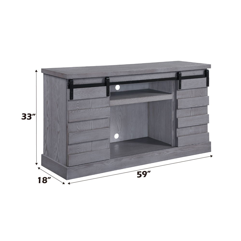Amrita - TV Stand With Fireplace - Gray Oak