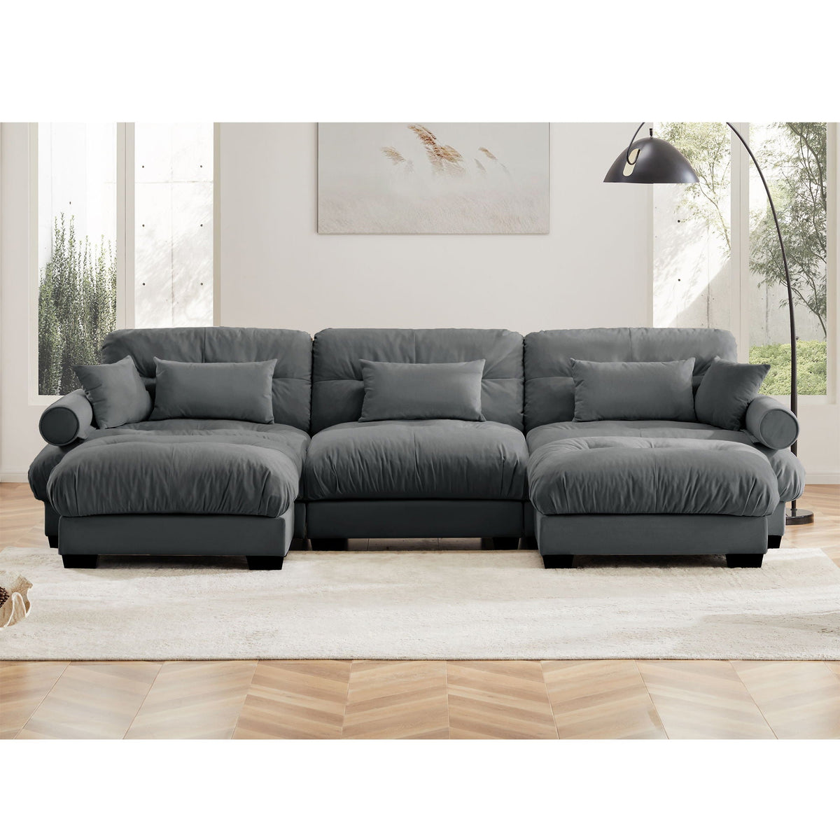 Super Comfort Oversized Modular Sectional Sofa With Movable Ottoman
