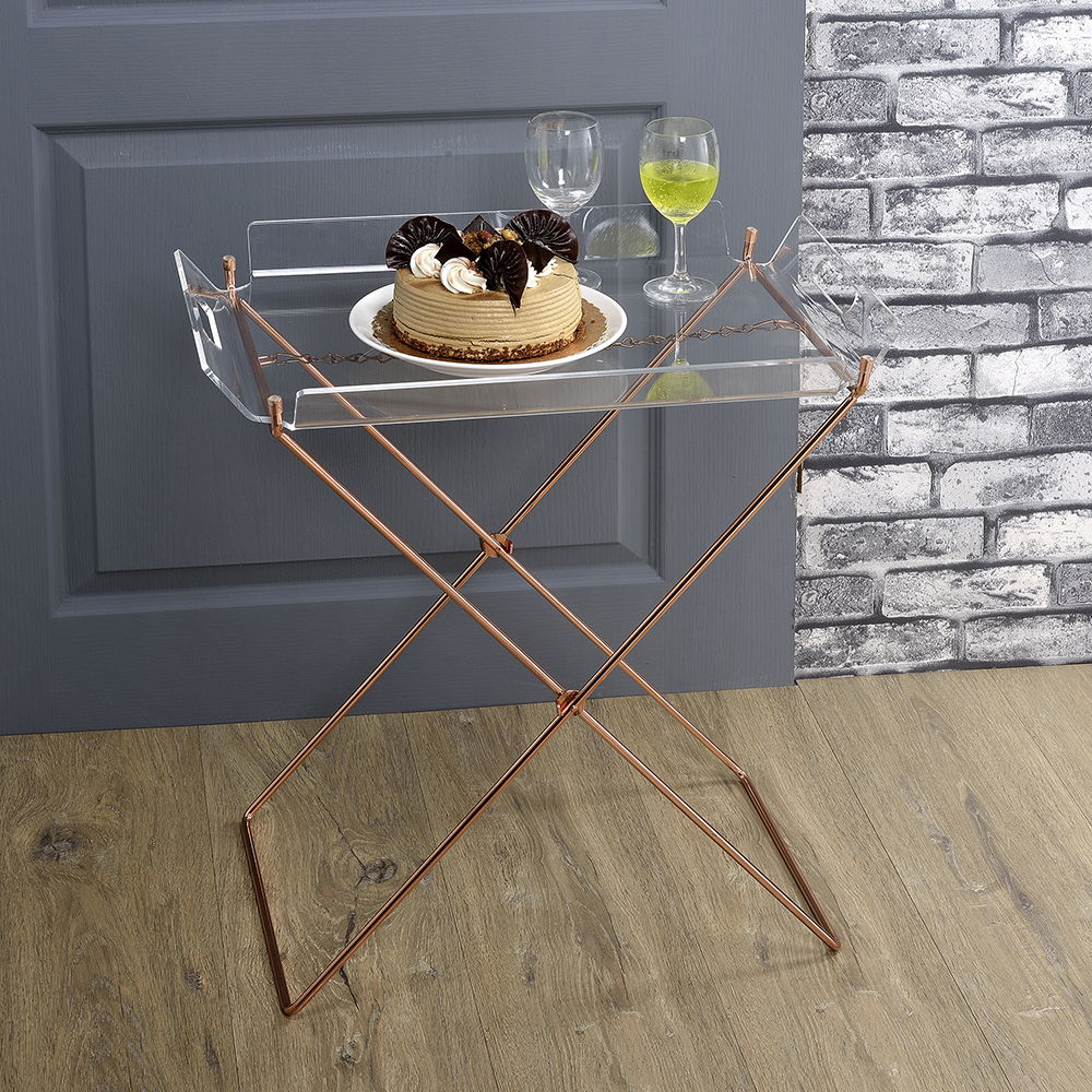 Cercie - Tray Table - Clear Acrylic & Copper