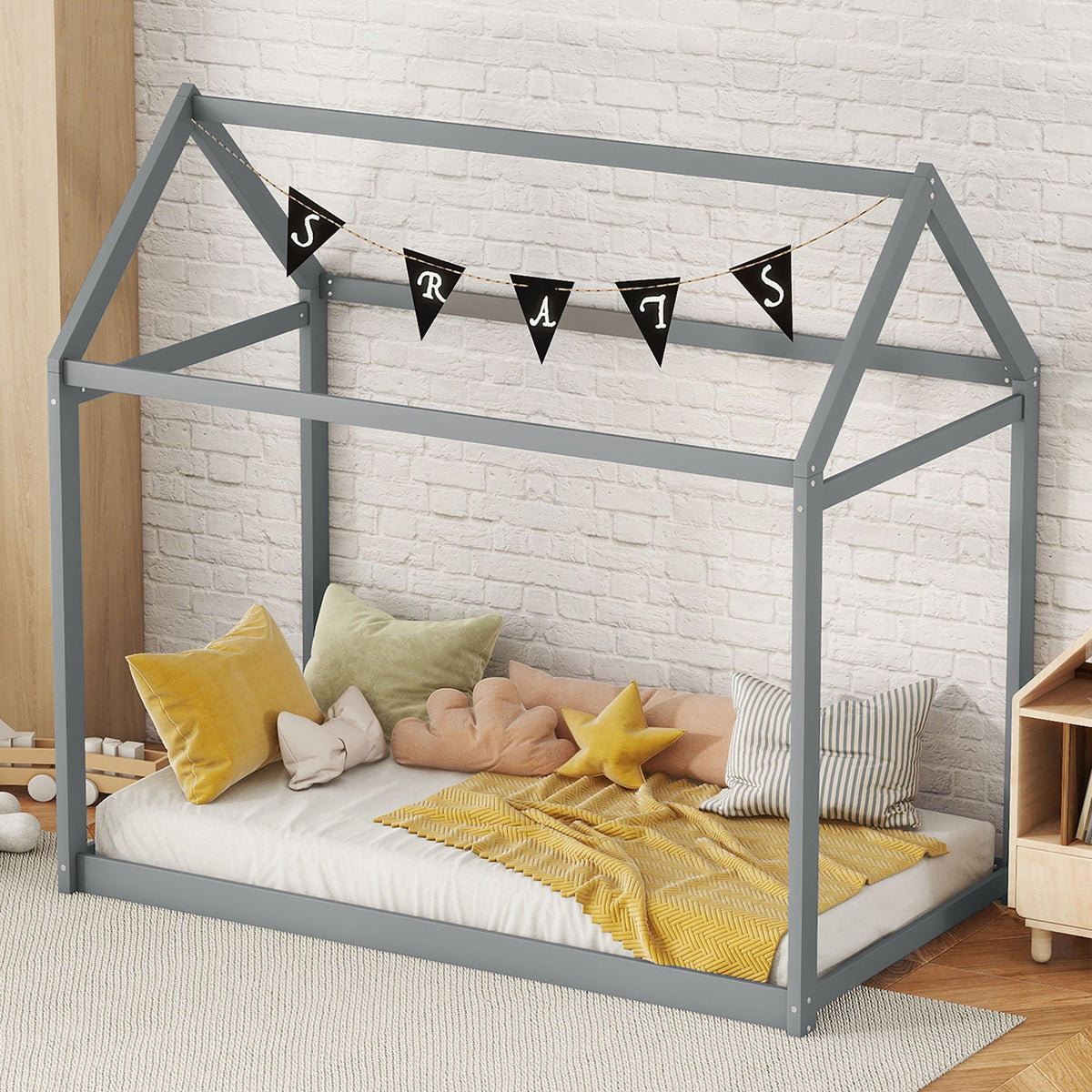 Wooden House Shaped Bed