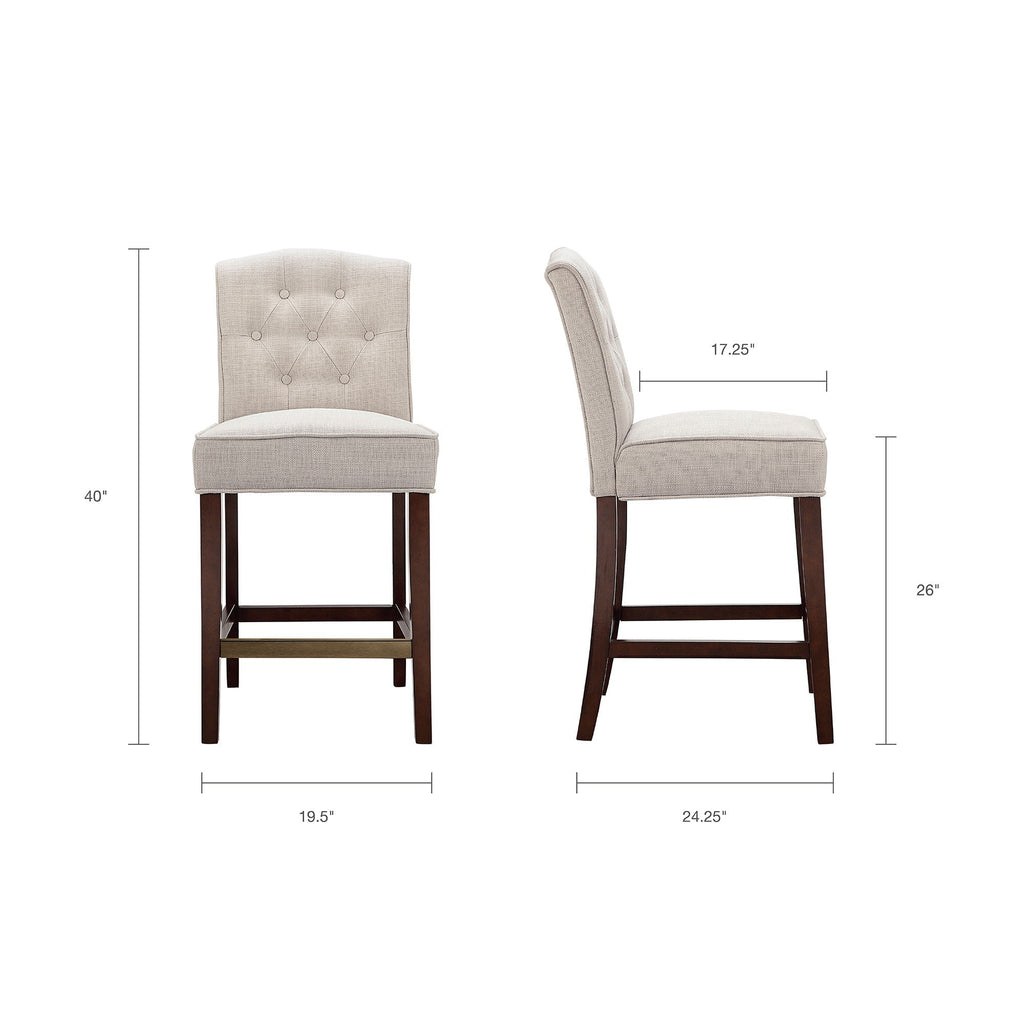 Tufted Counter Stool With Button Tufted Back - Tan