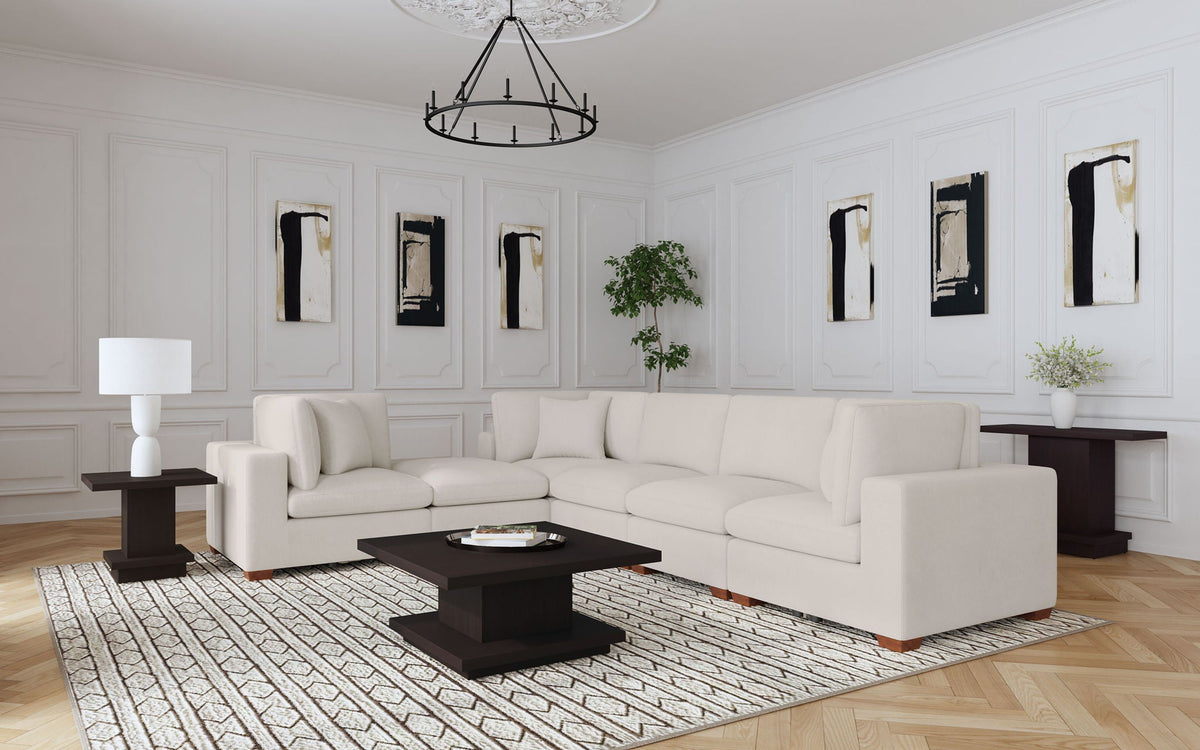 Lakeview 6-piece Upholstered Modular Sectional Sofa Ivory