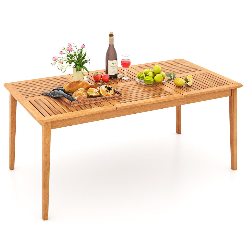 6-Person Outdoor Acacia Wood Rectangular Bistro Dining Table