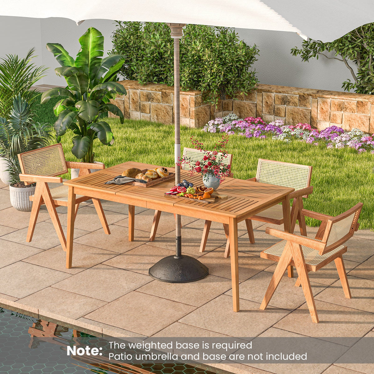 6-Person Outdoor Acacia Wood Rectangular Bistro Dining Table