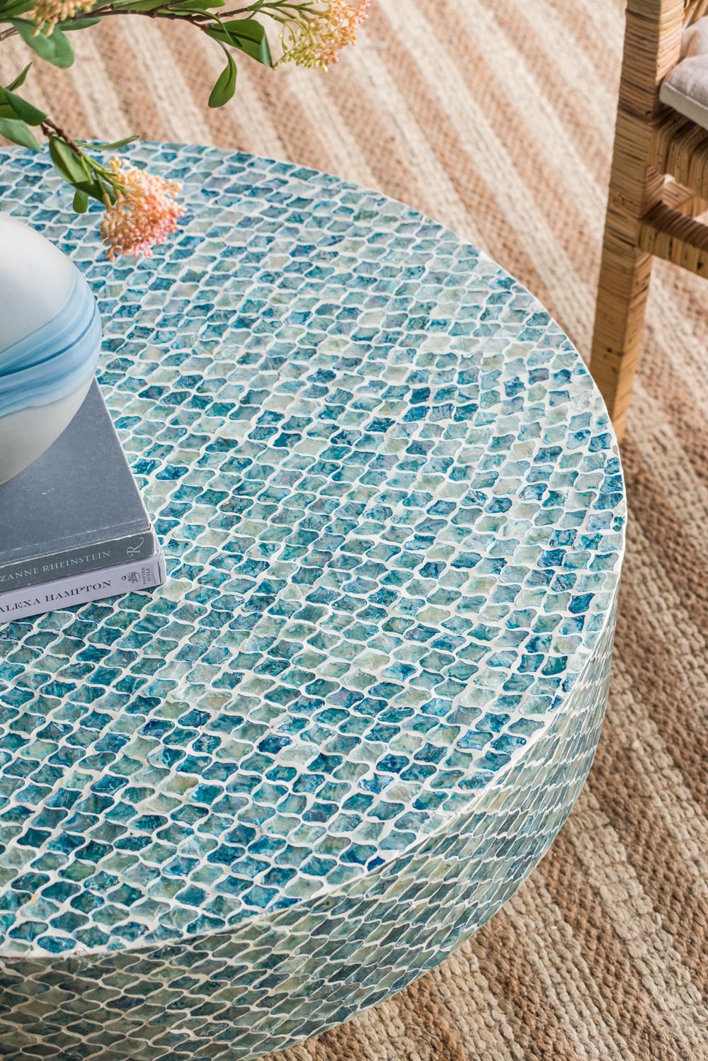 Unique Capiz Coffee Table & Pedestal Base
