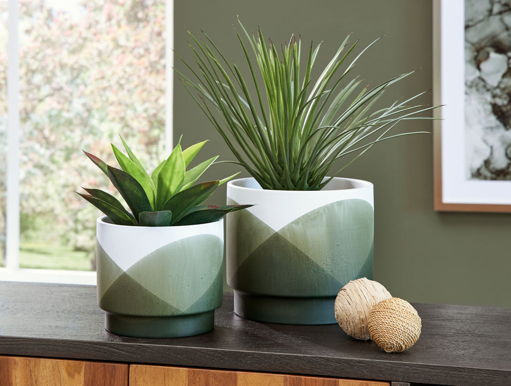 Ardenridge - Planter Set (Set of 2) - Green / White