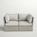 Modern Patio Wicker Loveseat With Cushions