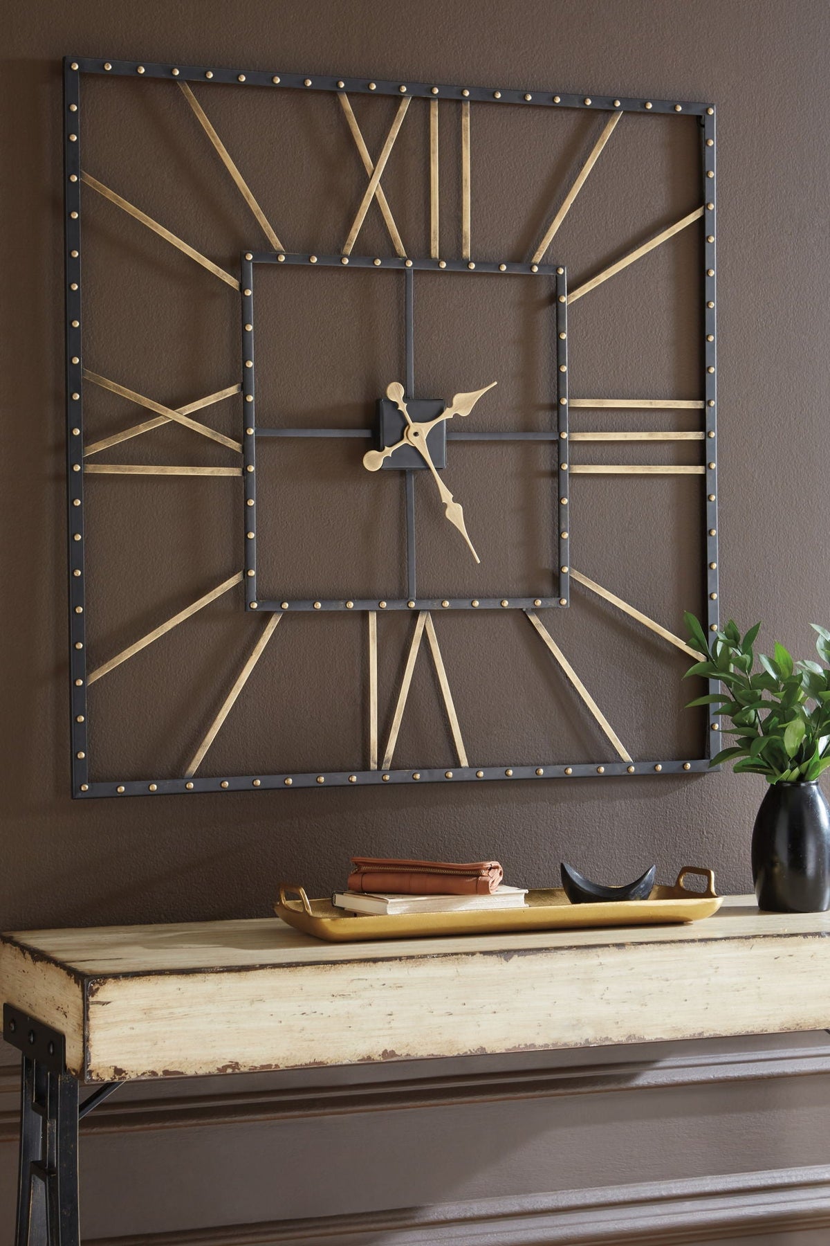 Thames - Wall Clock - Black / Gold Finish