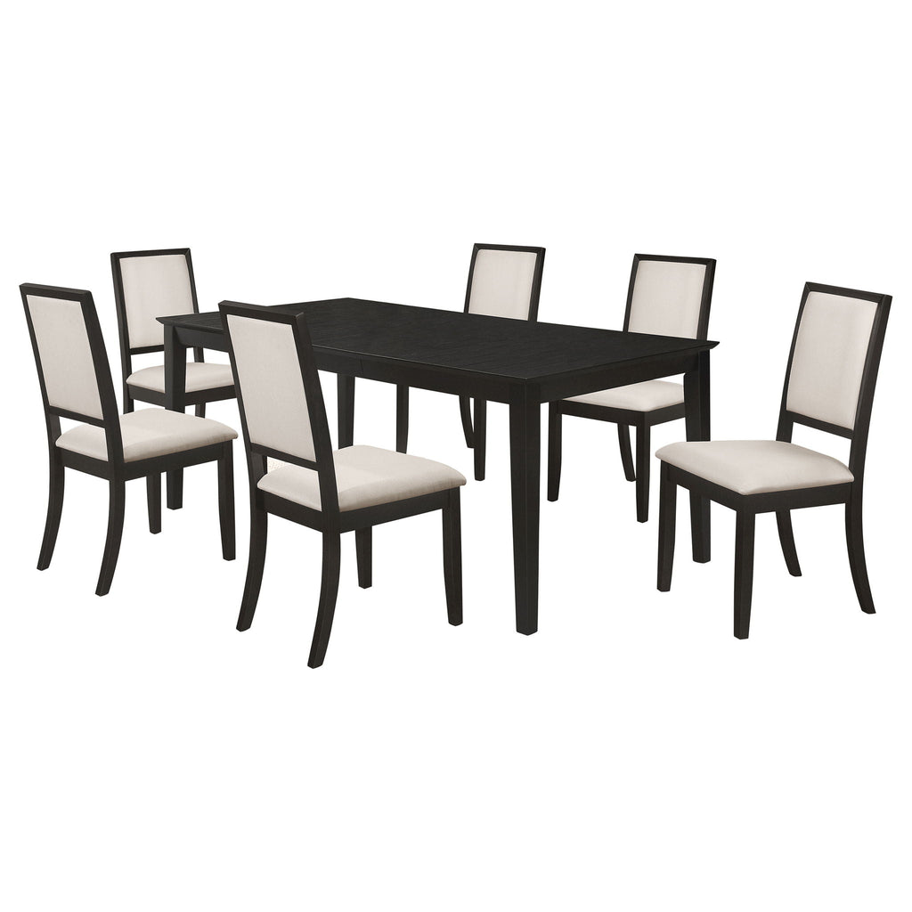 Louise 7-piece Rectangular Extension Leaf Dining Set Black