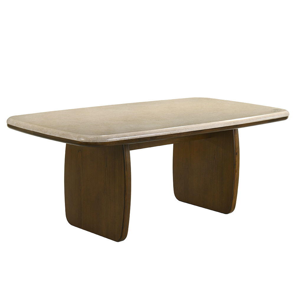 Kasha - Dining Table With Marble Top Top - Vintage Oak