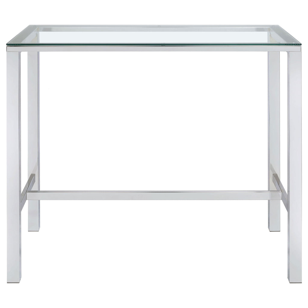Tolbert Rectangular 47-inch Glass Top Pub Bar Table Chrome