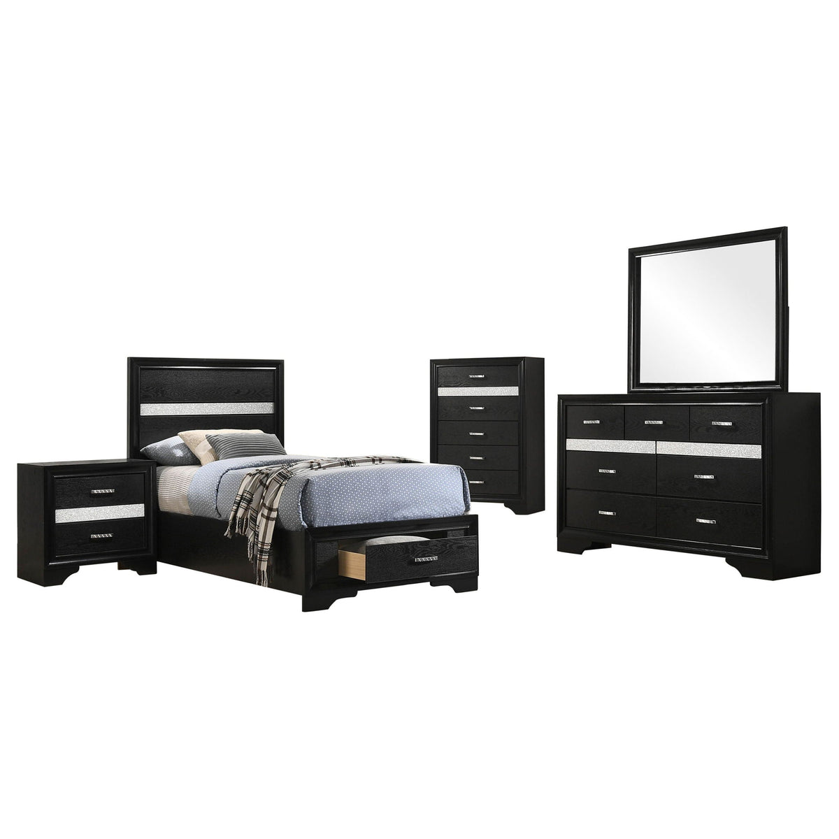 Miranda 5-piece Twin Bedroom Set Black