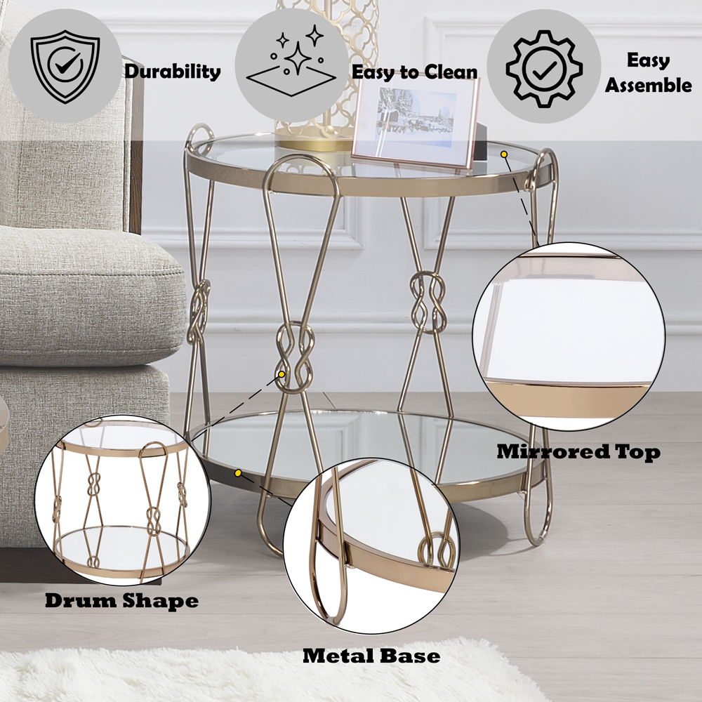 Zekera - End Table - Mirrored & Champagne