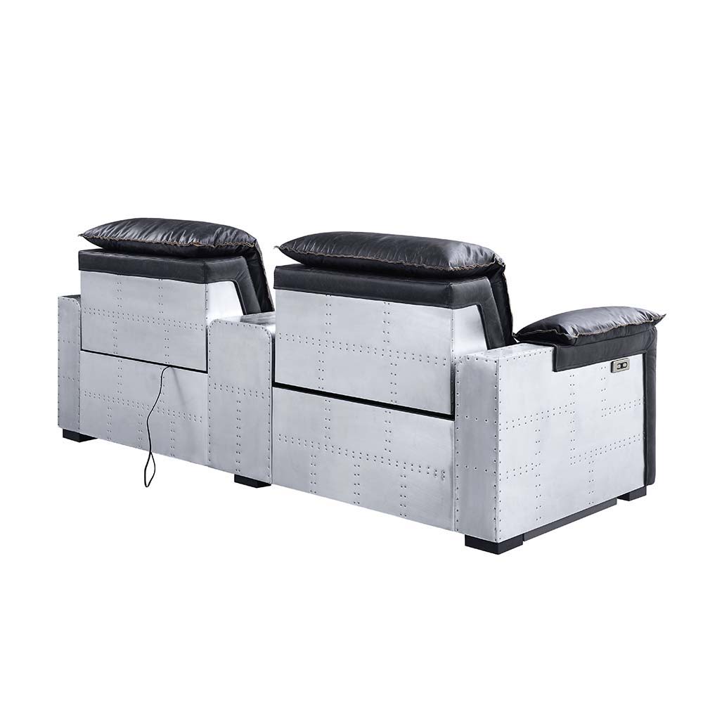 Misezon - Power Motion Recliner - Black Top Grain Leather & Aluminum