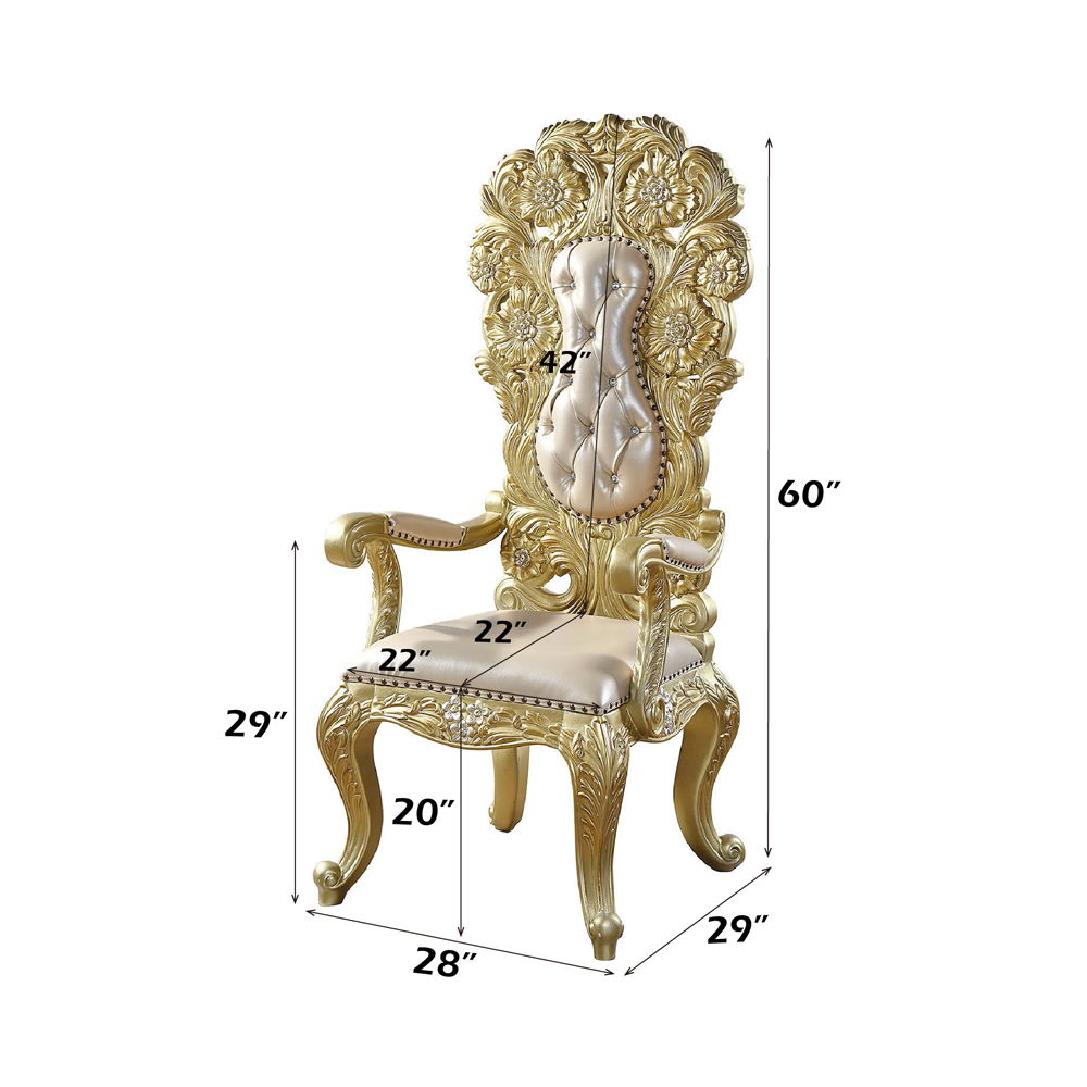 Cabriole - Arm Chair (Set of 2) - Light Gold Synthetic Leather & Gold