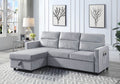 Ruby - Reversible Sleeper Sectional Sofa With Storage Chaise And Side Pocket - Light Gray