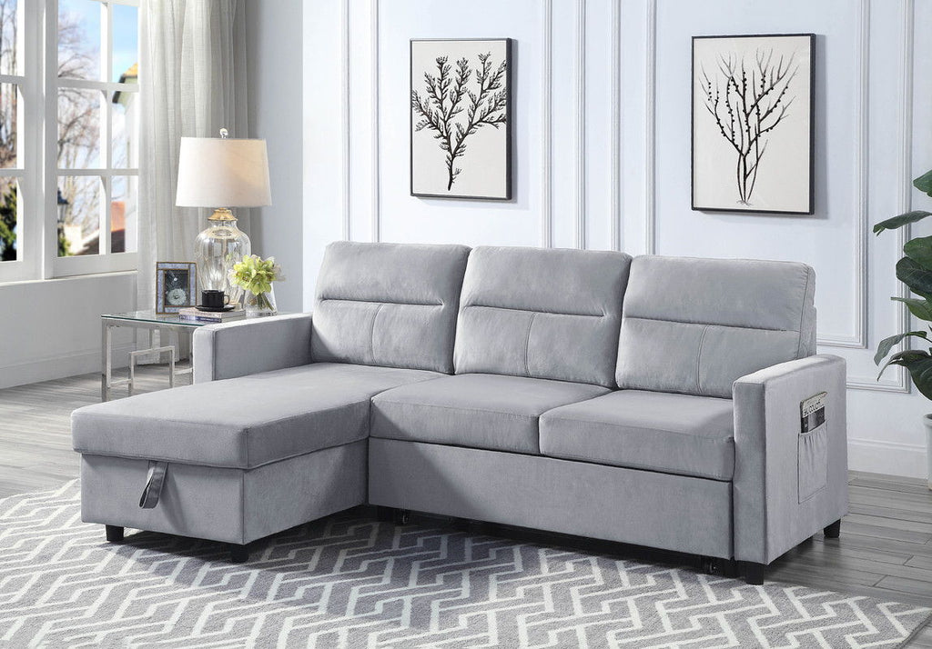 Ivy - Reversible Sleeper Sectional Sofa With Storage Chaise And Side Pocket