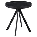 Briggs Round Marble Printed Glass Top End Table Black