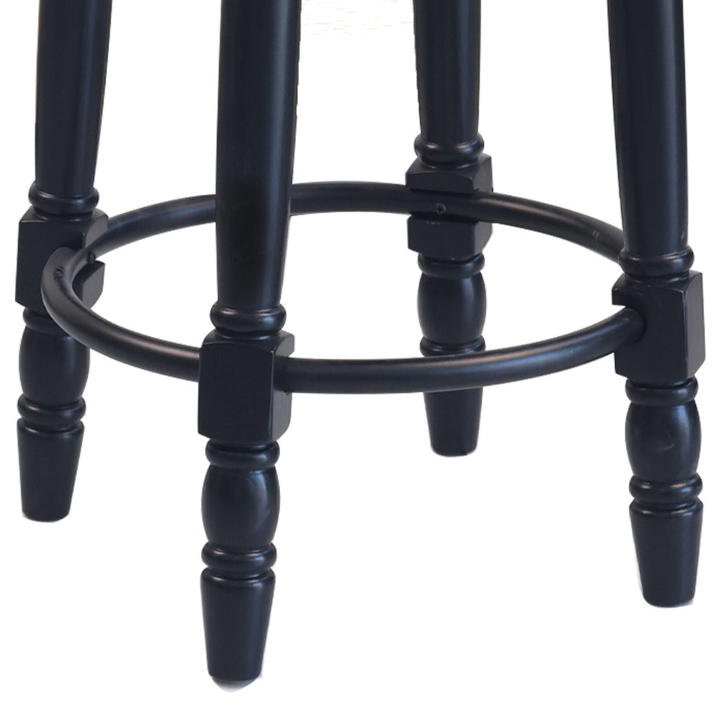 360° Swivel Wooden Barstools With Upholstered Seat, Counter Height (Set of 2)