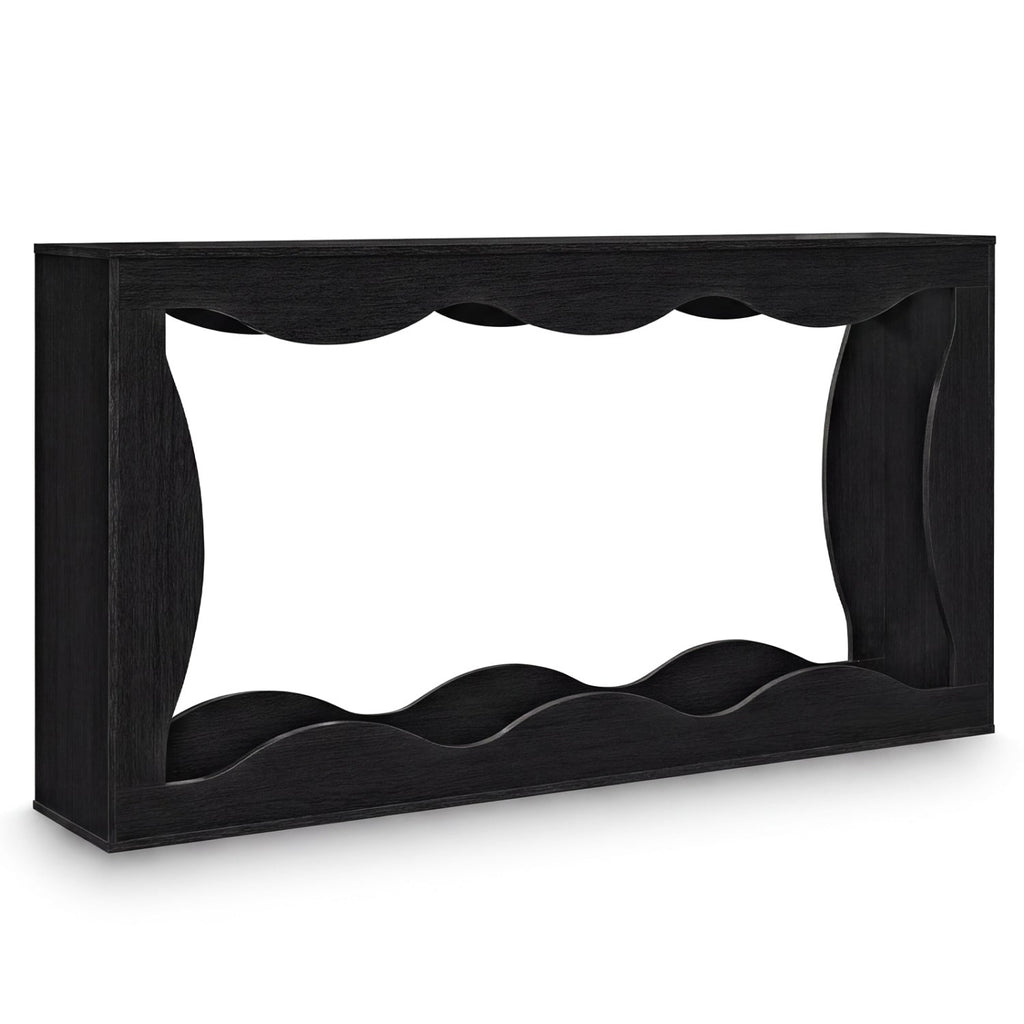 63 Inch Console Table 2-Tier Narrow Entryway Table with Wavy Edge Storage Shelf