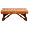 Mia - Bench With Buttons - Brown / Rustic