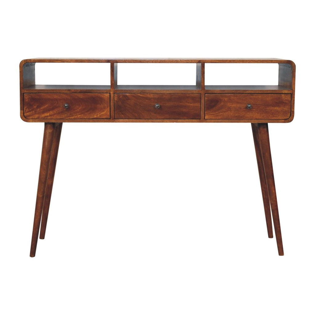 Triple Curved Console Table - Brown
