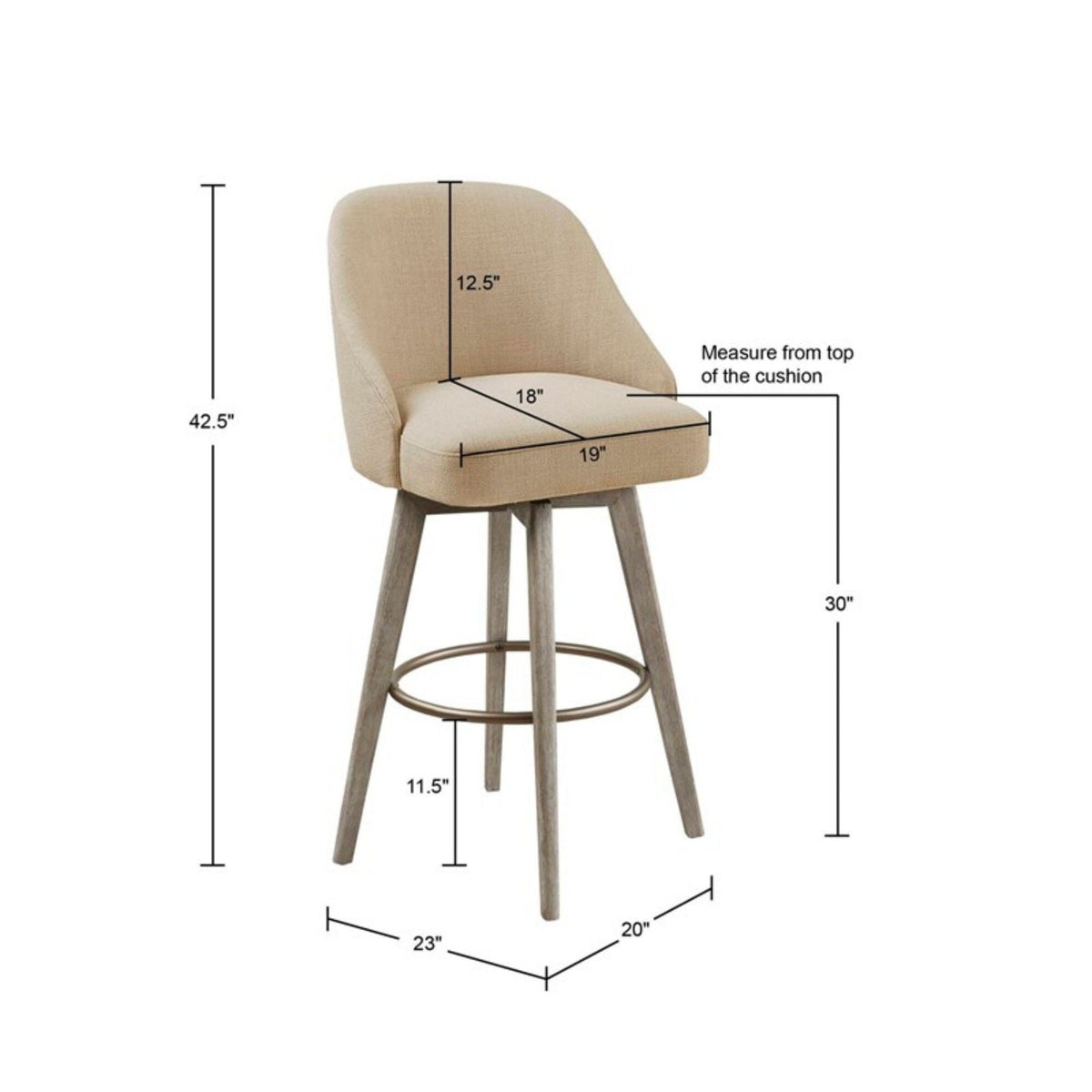Bar Stool With Swivel Seat - Sand