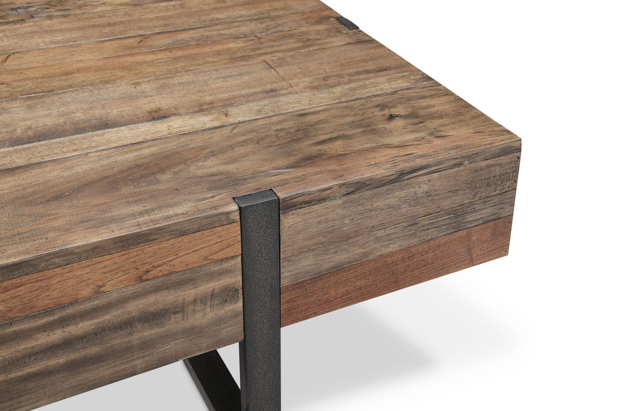 Prescott - Modern Reclaimed Wood Rectangular Cocktail Table - Rustic Honey