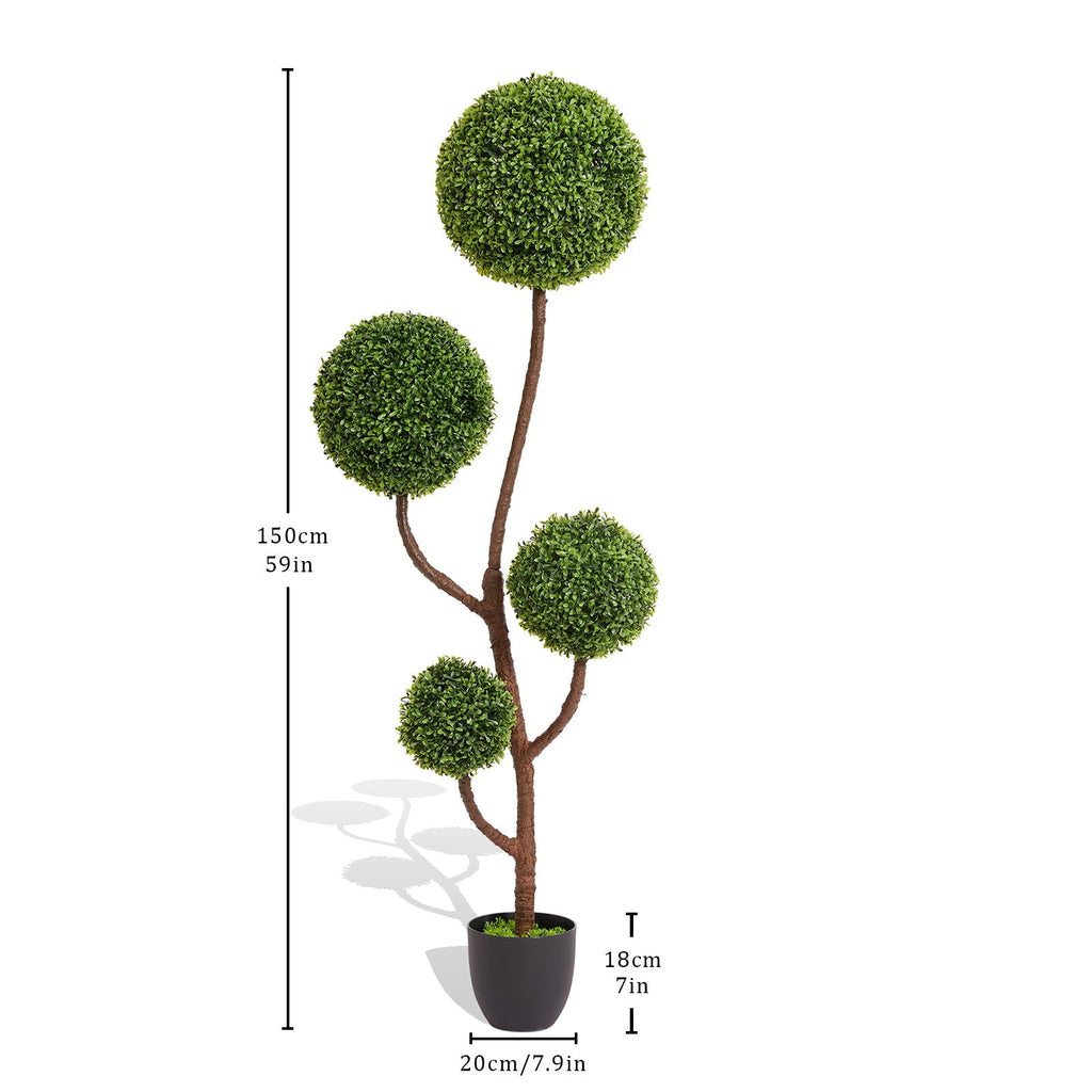 Artificial Boxwood Topiary Tree Triple Ball Shaped Faux Plant 150 Cm - Green