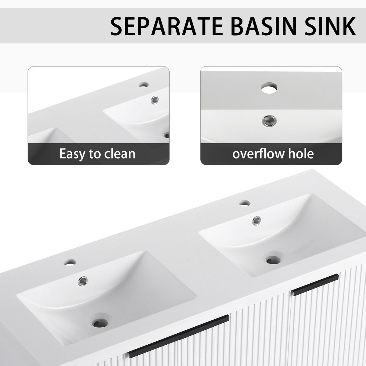 Contemporary Wall Mounted Bathroom Vanity With Resin Double Sink