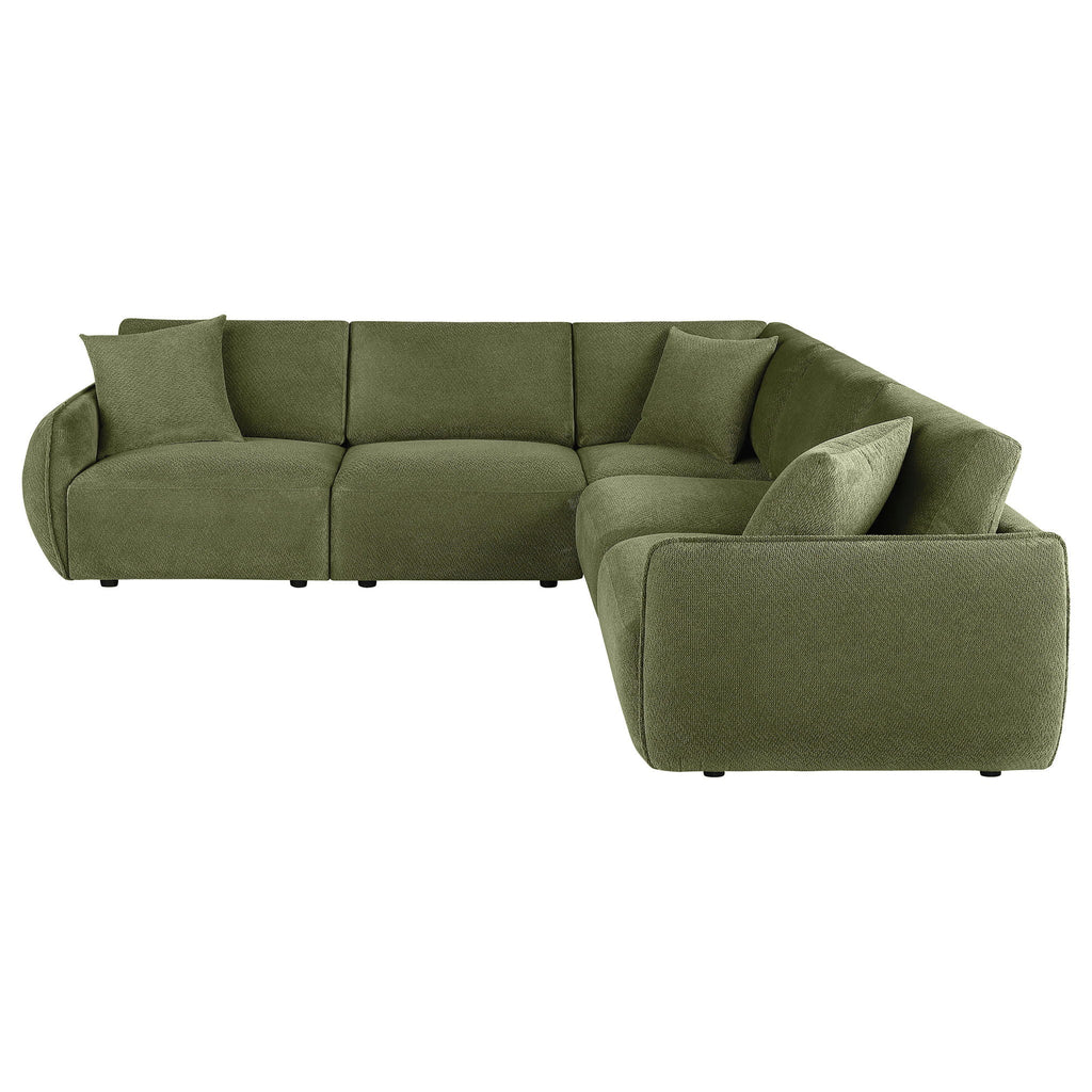 Elysia 5-piece Chenille Upholstered Modular Sectional Sofa Green