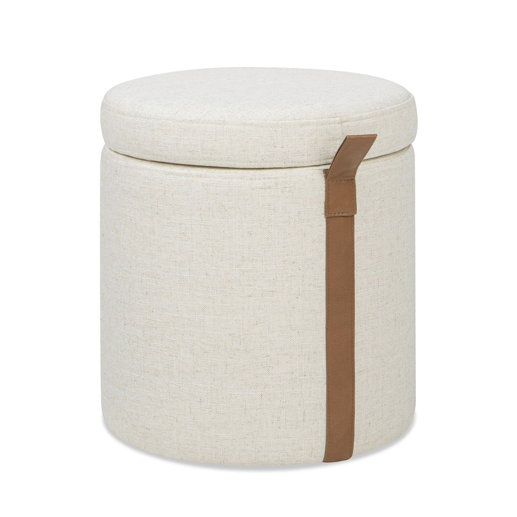 Brandy - Round Upholstered Storage Ottoman With Accent