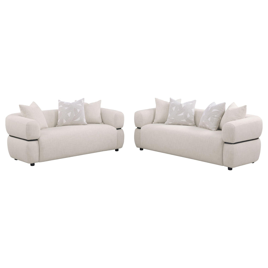 Jeanette 2-piece Fabric Upholstered Round Arm Sofa Set Beige