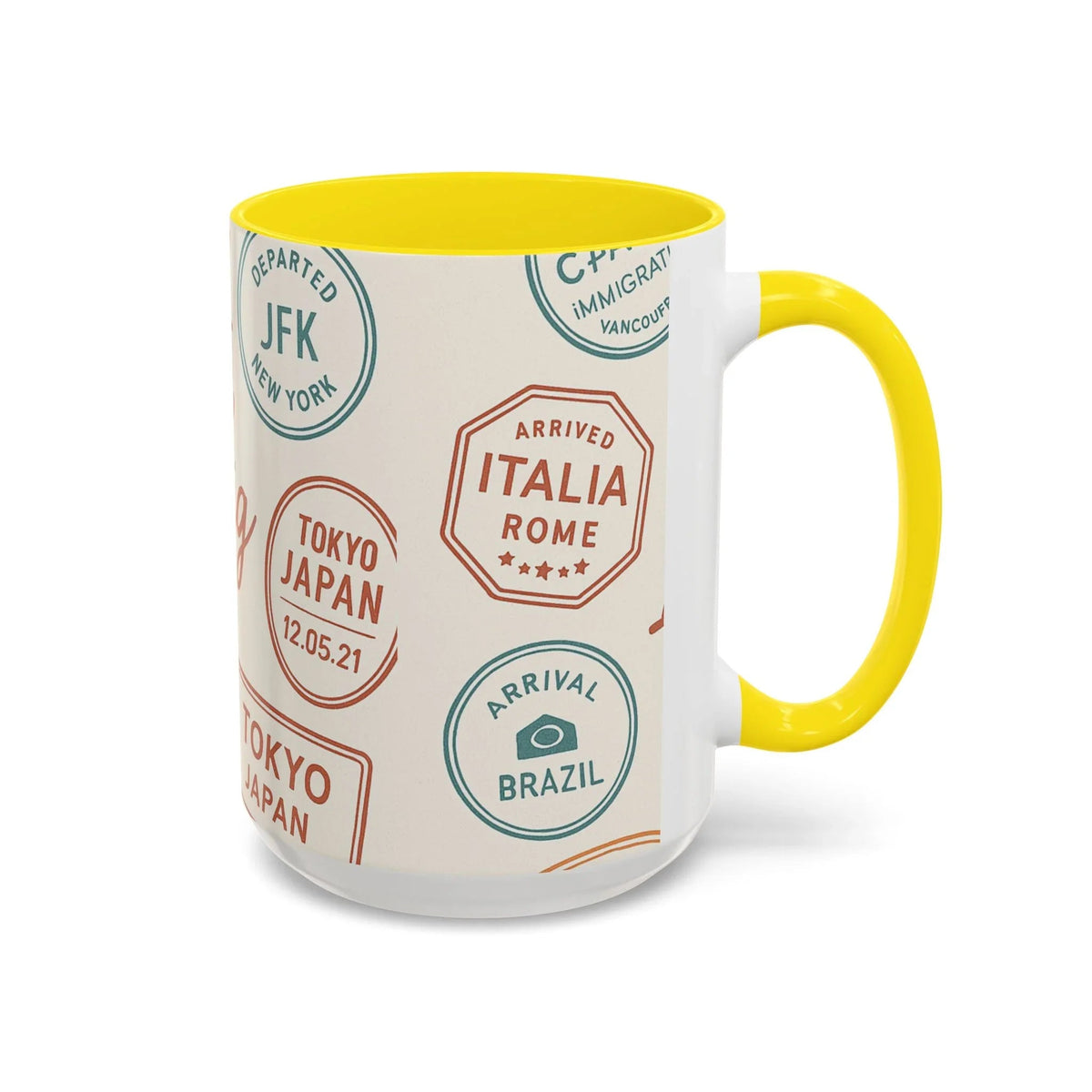 Pack Light, Live Big – Wanderlust Mug with Passport Stamp Collection