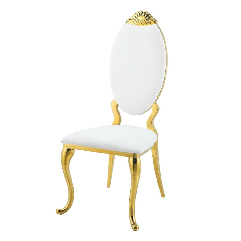 Fallon - Side Chair (Set of 2) - White Velvet & Mirrored Gold