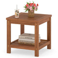 2-Tier Outdoor Side Table with Storage Shelf for Patio