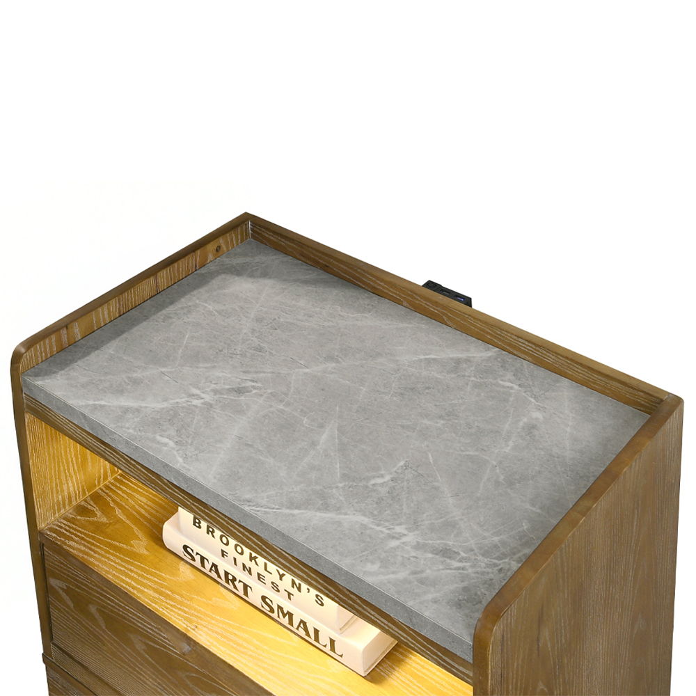 Garcia - Nightstand With LED - Light Brown