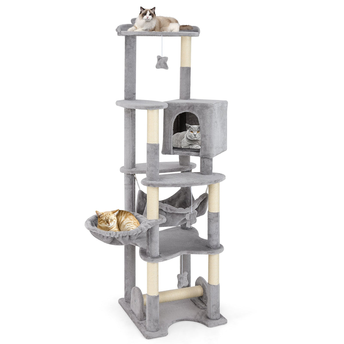 69 Inch Multi-level Cat Tree with Top Perch and Cozy Condo