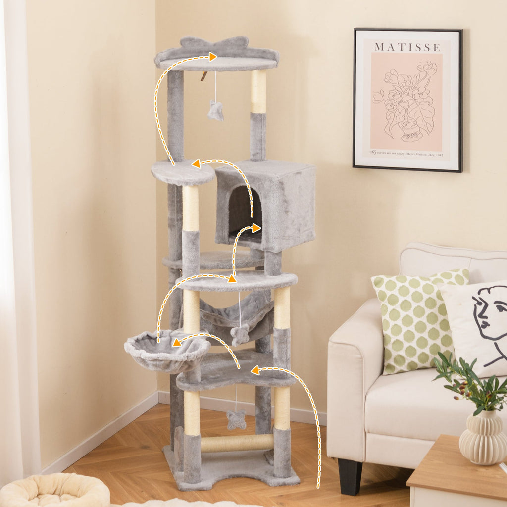 69 Inch Multi-level Cat Tree with Top Perch and Cozy Condo